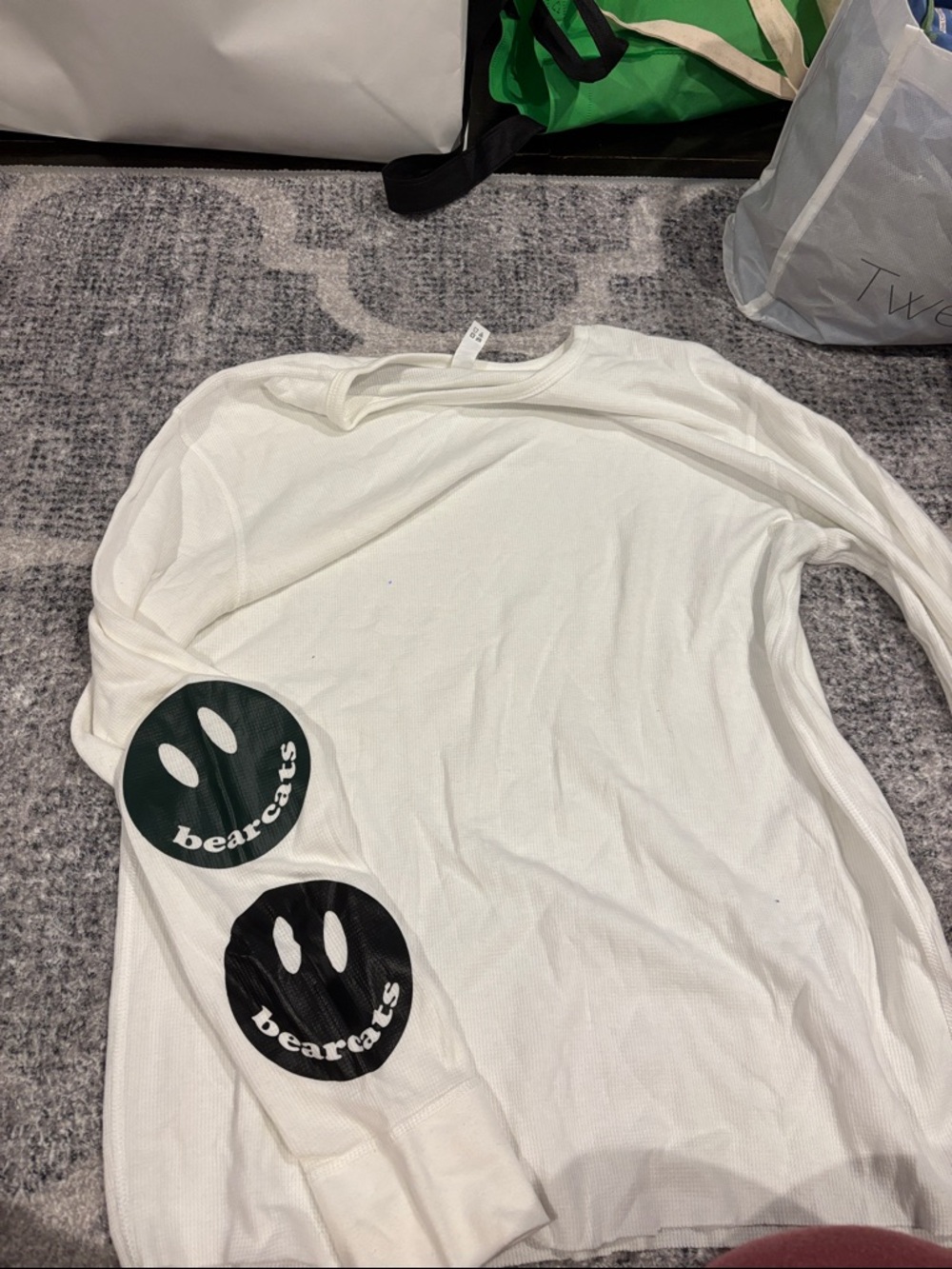 Next Level Apparel White Long-Sleeve Kids Thermal Top with Bearcats Patches